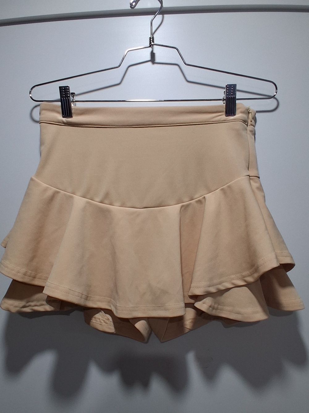 SHEIN Sporty Beige Layered Ruffle Circle Skirt With Built -in Shorts S